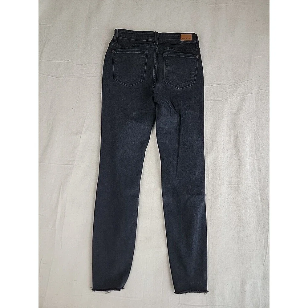 Judy Blue‎ Skinny Jeans Womens 3/26 Black Distressed Leopard Print Patch Edgy